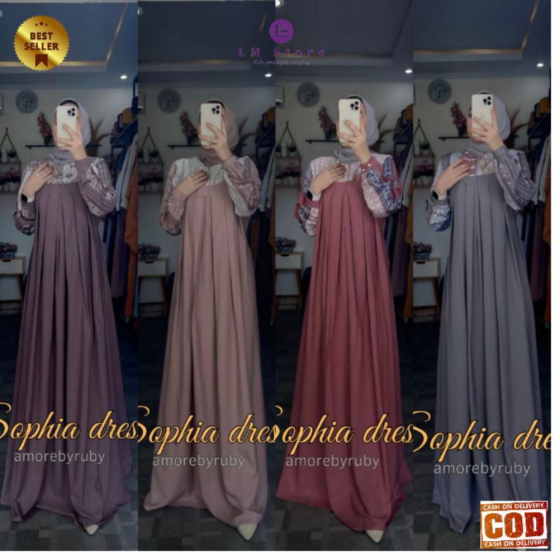 AMORE BY RUBY GAMIS WANITA TERBARU SOPHIA DRESS REMPEL SYAKILLA  GAMIS MUSLIM KONDANGAN PESTA MEWAH