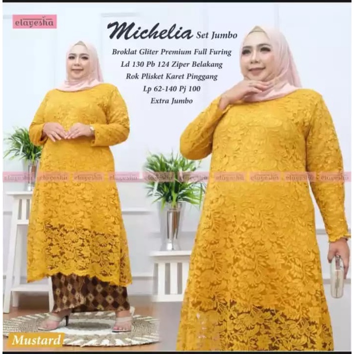 atasan tunik brukat kebaya JUMBO TERBARU/kebaya brokat modern/kebaya pesta kondangan Gold
