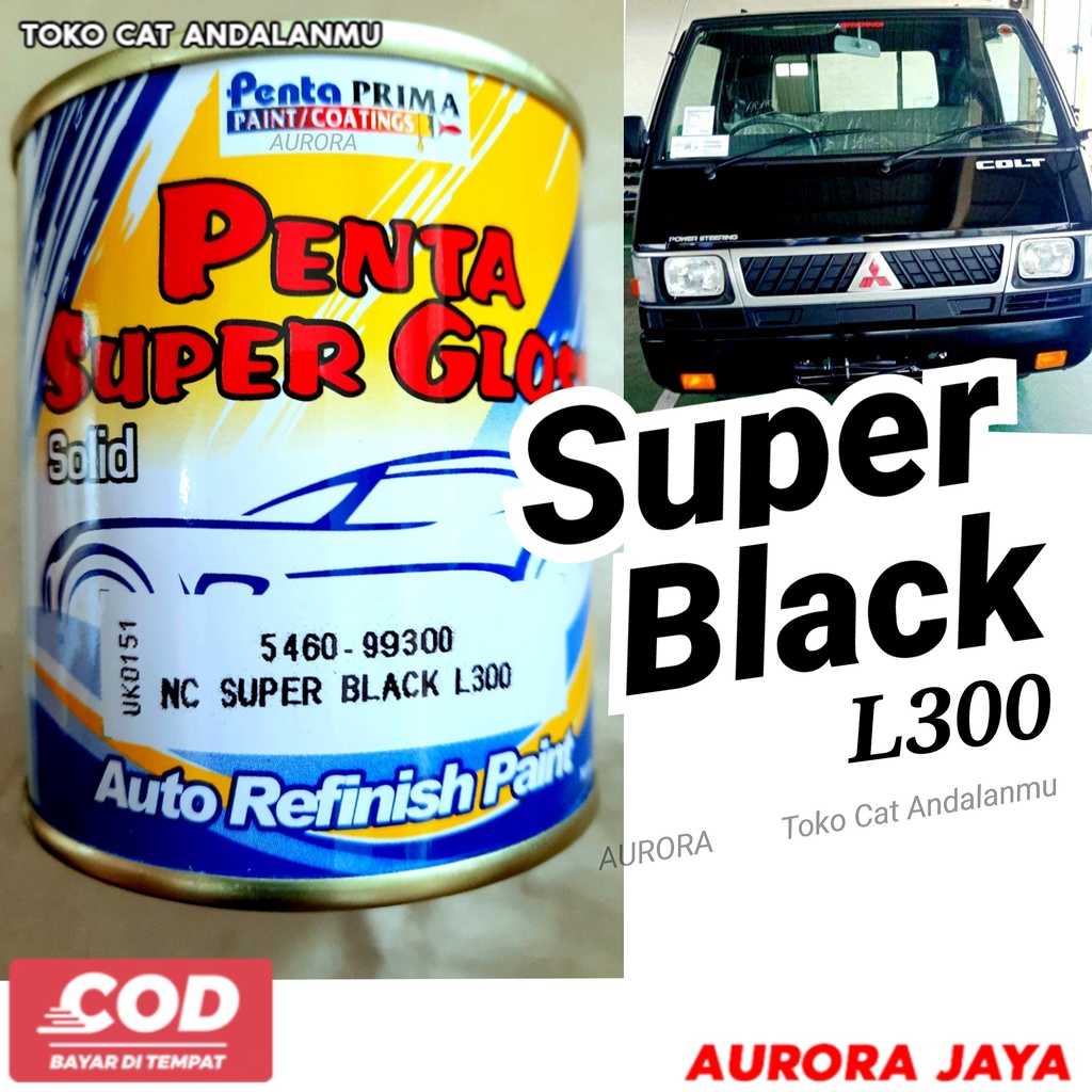 Cat Super Black L300 Penta Super Gloss Hitam Pekat Mengkilap Solid Cat Mobil Motor Sepeda Glos