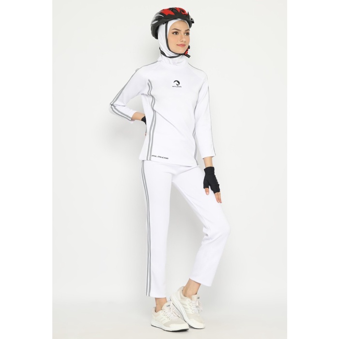 (PROMO) Set Hijab Waldos Iconic White Muslim Olahraga Senam Training Sepeda - Putih, S