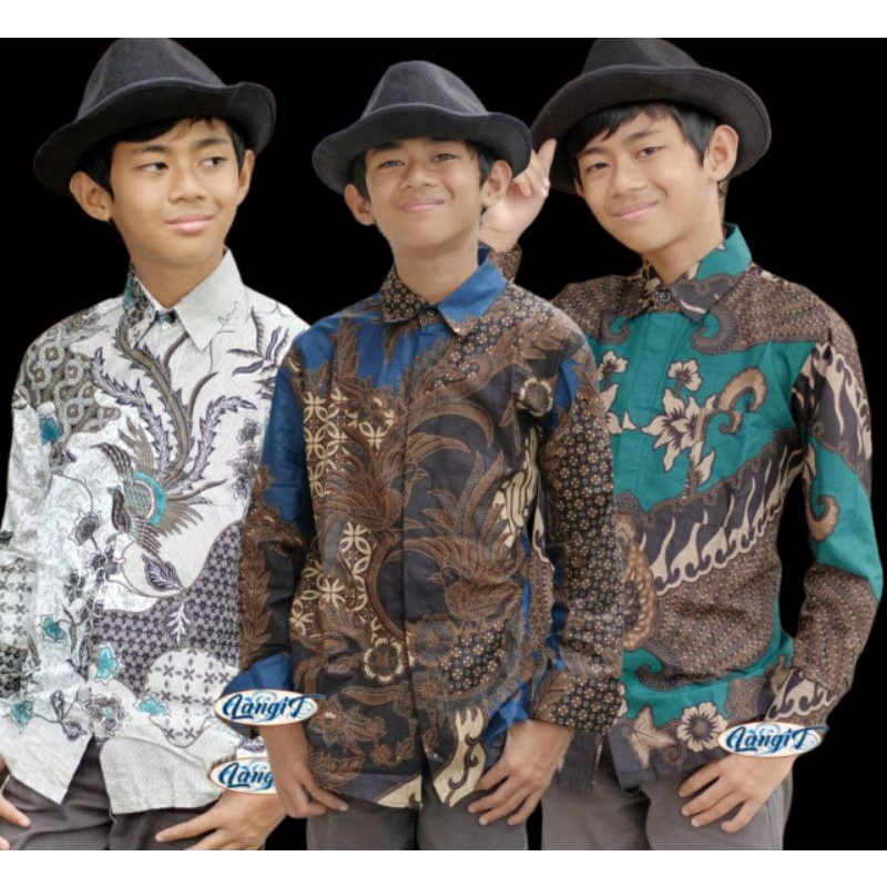 Baju Batik Anak Laki Laki Umur 2-11 Tahun Terbaru / Atasan hem Kemeja Lengan Panjang &amp; Pendek Seragam Sekolah Anak Cowok Murah unggul kencana  jaya ungu kraton solo