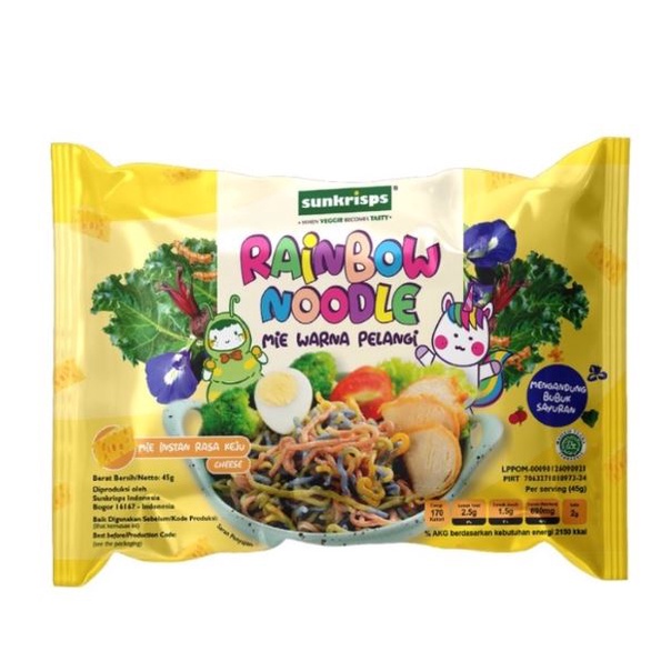 Sunkrisps Rainbow Noodle | Mie Sehat Pelangi Rasa Keju lemonilo mie anak yummy bites Mpasi Mi Pelangi Mie Keju