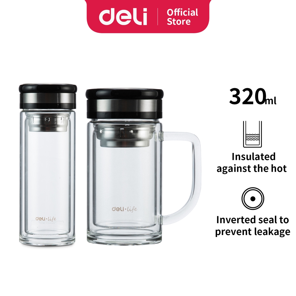 Deli Botol Air Kaca 320ml Stainless Steel Aman untuk 