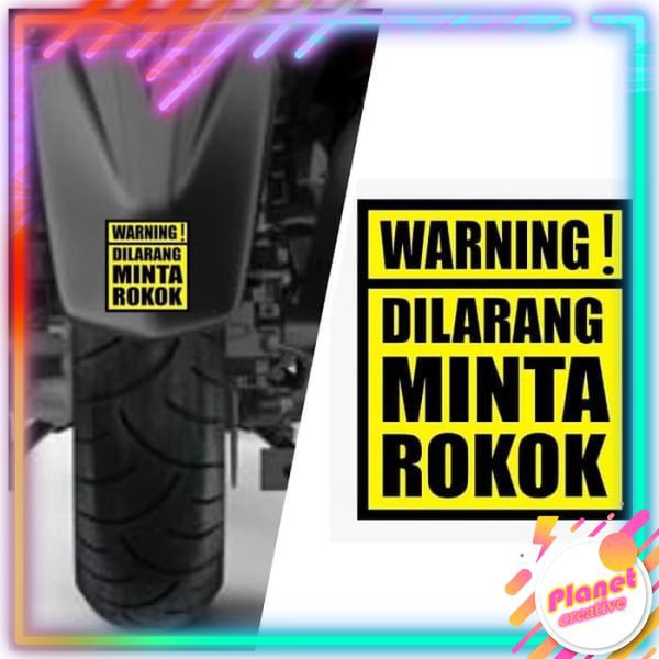 Stiker Motor Unik Lucu Cutting Sticker Dilarang Minta Rokok