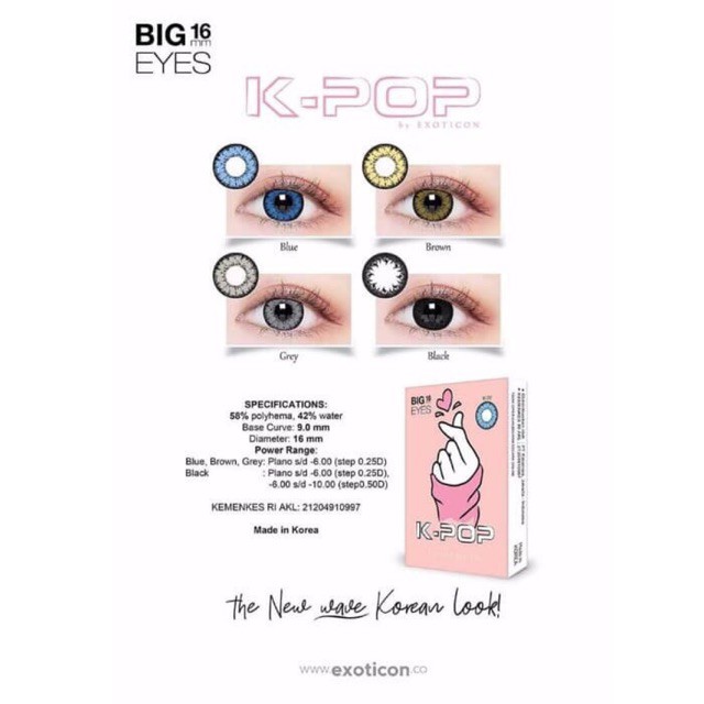 Softlens K-POP 16mm BIG EYES by Exoticon / soflen X2 KPOP 16 mm