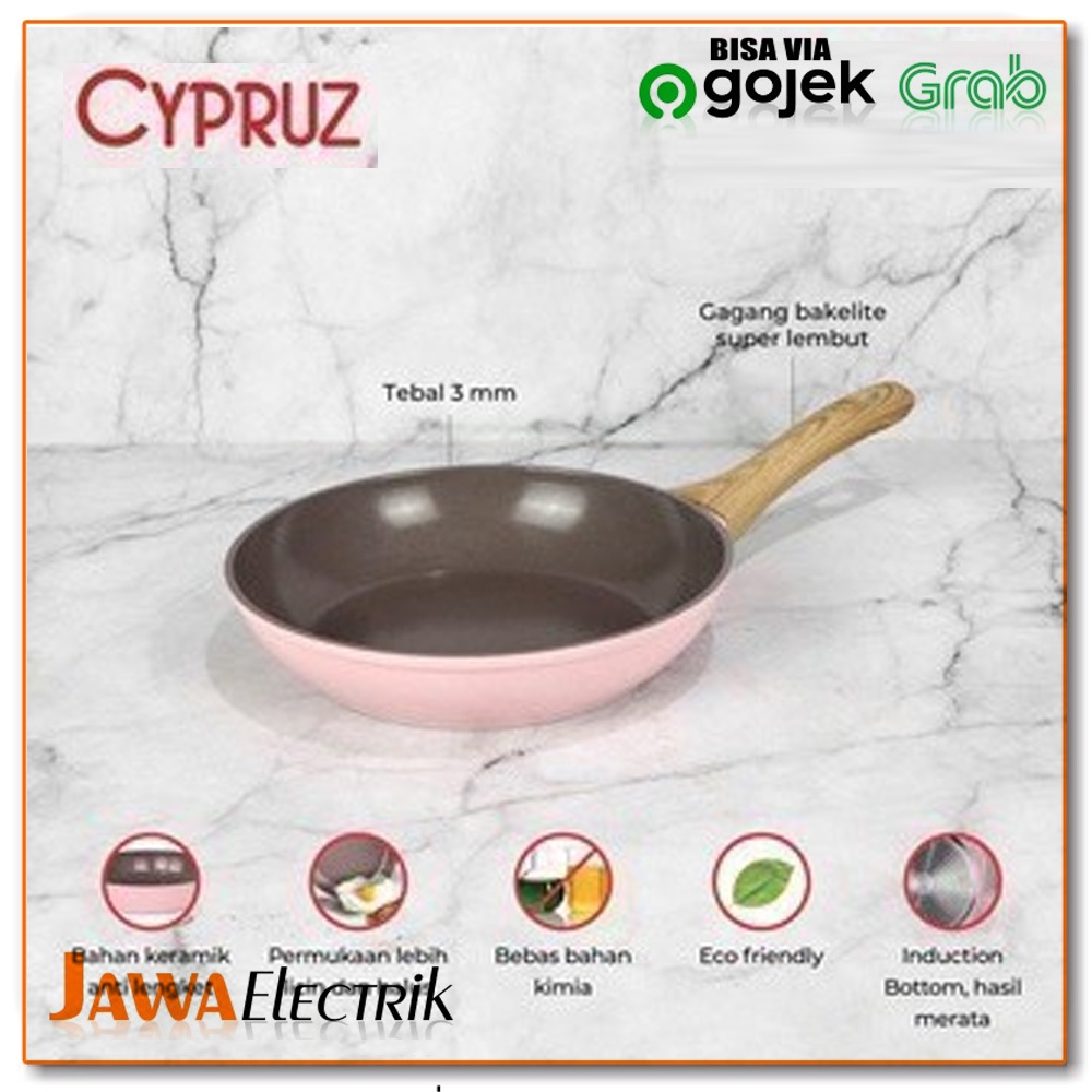 Cypruz FP-0893 Pink Ceramic Fry Pan Wajan Penggorengan Induksi 24 cm -Hot Sale