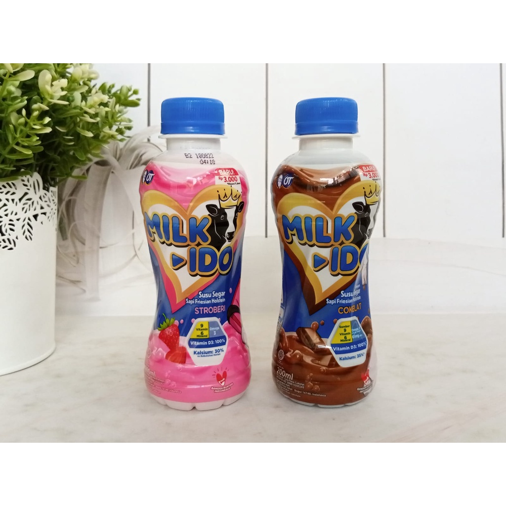 Milk-Ido Susu Segar Stroberi/Cokelat Btl 200ml