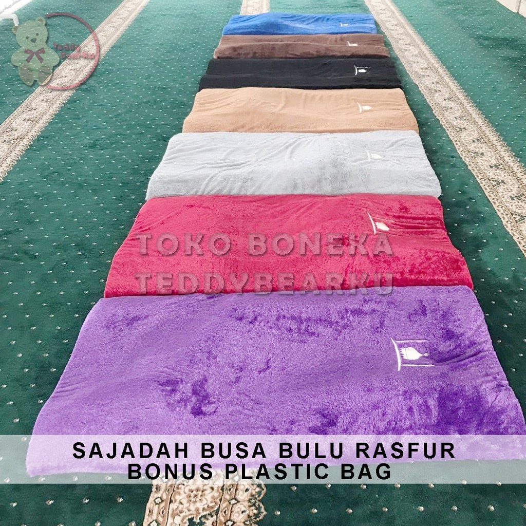 SAJADAH BUSA RASFUR UNGU MOTIF MASJID BONUS PLASTIC BAG