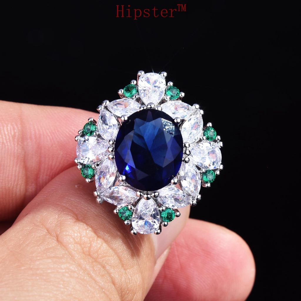 Sapphire Ring Luxury Open Moissanite