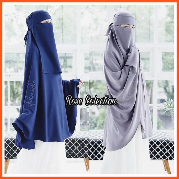 Khimar Exclusive Set Khimar Syari Haramain Niqab Bandana Non Pet Luxury Wolfis Grade A