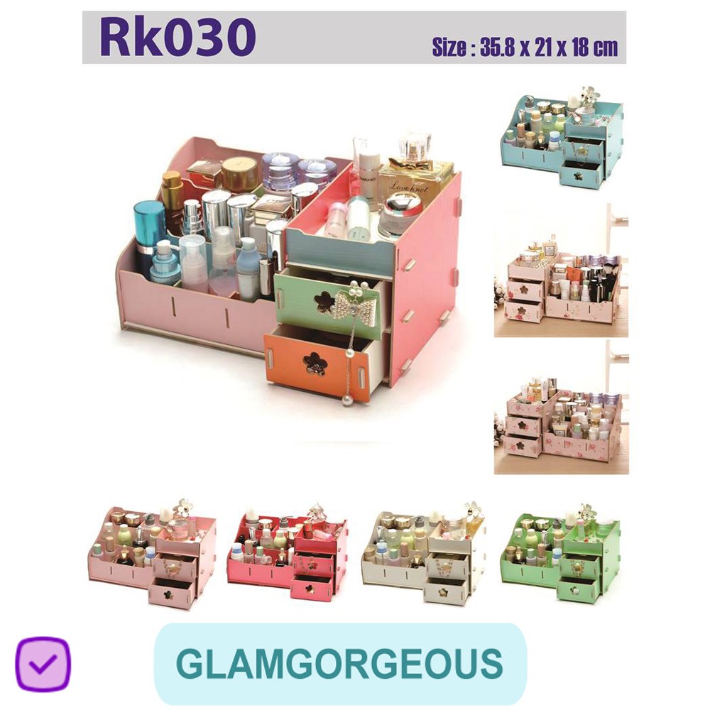  Rak  Kosmetik  Kayu Kotak Tempat Makeup Bermotif RK030 