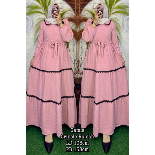 Gamis Crincle Rubiah mix Renda