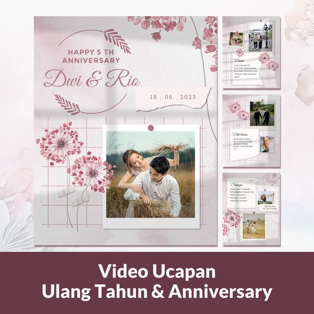Video Ucapan Anniversary atau Ulang Tahun Premium Kekinian Template 08