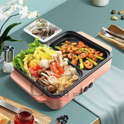 BBQ GRILL PAN STEAMBOAT 2IN1 ELEKTRIK SHABU HOTPOT SUKI ELECTRIC OLL-HG08