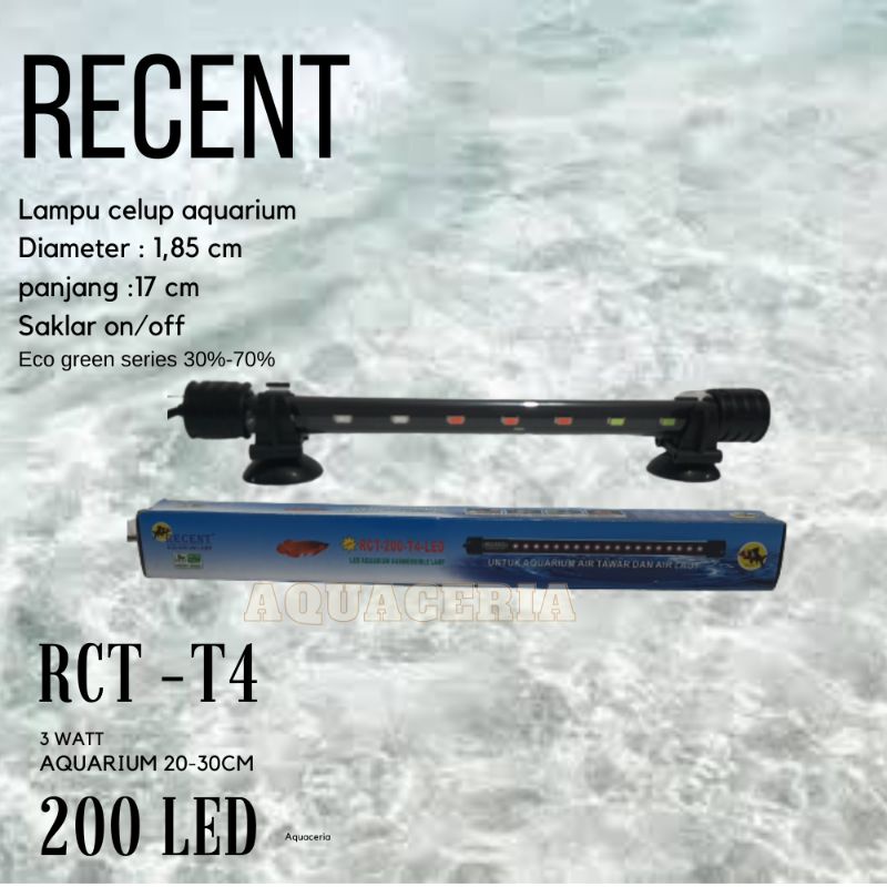 Lampu celup aquarium 20Cm RECENT RCT-200-T4-LED Lampu celup aquarium 3 watt