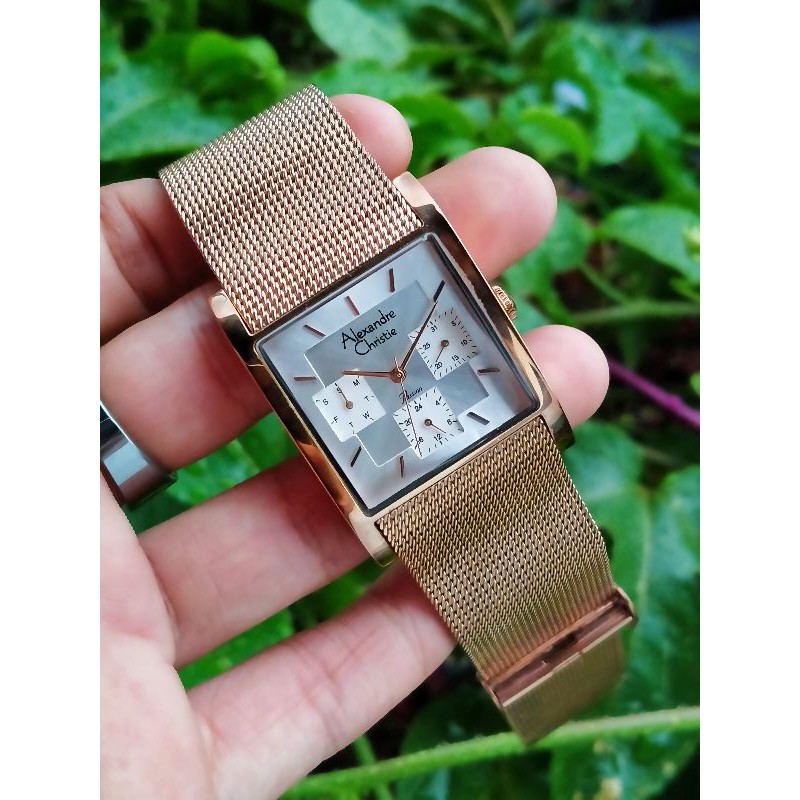Jam Tangan Wanita Alexandre Christie AC Passion 2814BF Rosegold Monograph Second Original Preloved