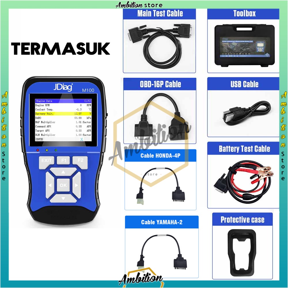 JDiag M100 Motor Diagnostic Scanner  OBD2 Motor Scaner Motor Injeksi