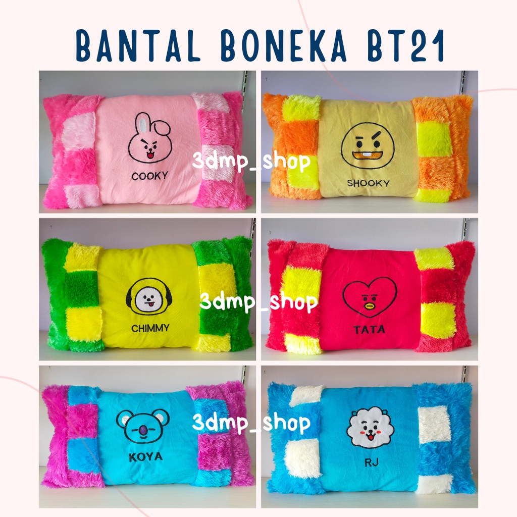 Bantal Boneka Bulu BT21 Cooky Shooky Chimmy Tata Koya Rj