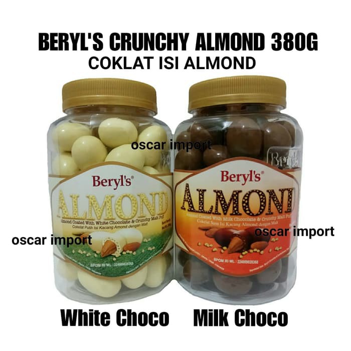 

BERYL'S JAR ALMOND CRUNCHY CHOCOLATE MILK/WHITE 380G BERYLS COKLAT - White Choco