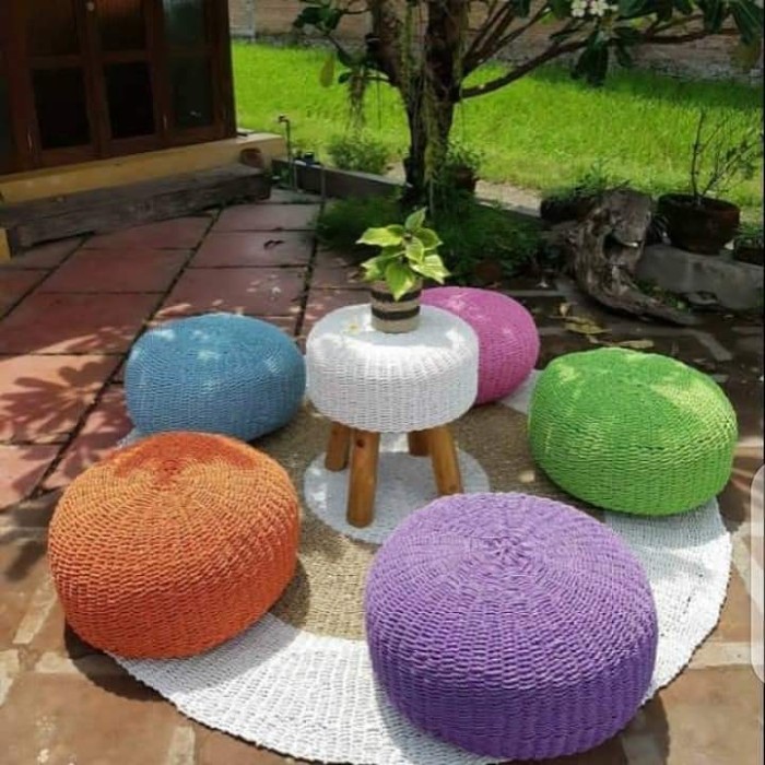 BANTAL BULAT ANYAMAN / POUFE / BANTAL SOFA / BANTAL DEKORASI