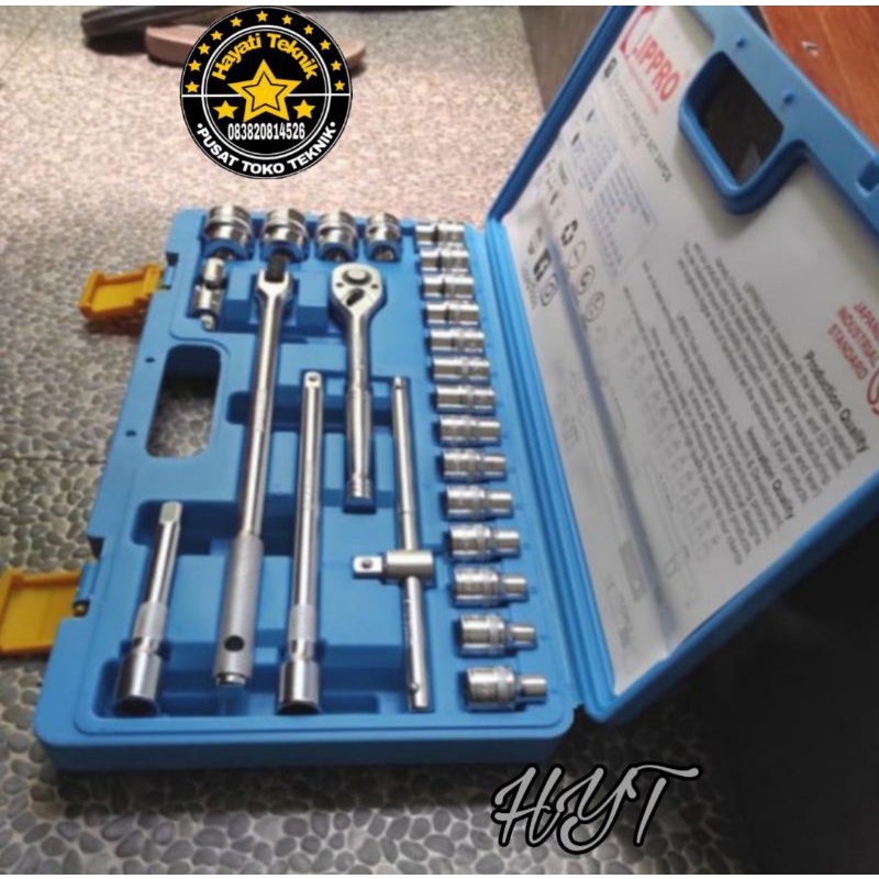 Kunci Shock LIPPRO Set 1/2 " Socket wrench set 24pcs (12PT)