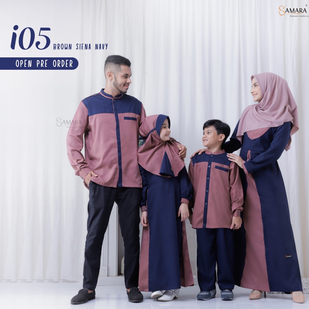 Baju Dress Pakaian Fashion Couple Gamis Samara i05 Brown Sienna Navy Pasangan Sarimbit Seragam Kelua