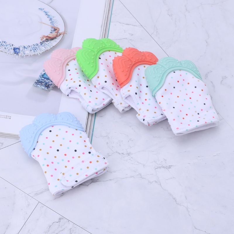 Mary Sarung Tangan Teether Bayi Newborn Bahan Silikon Dengan Suara Mencicit