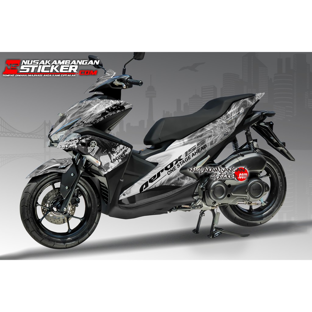 Decal Stiker Motor Yamaha Aerox Full Body Saringgan Putih Racing Team Sticker Custom Variasi Motif K