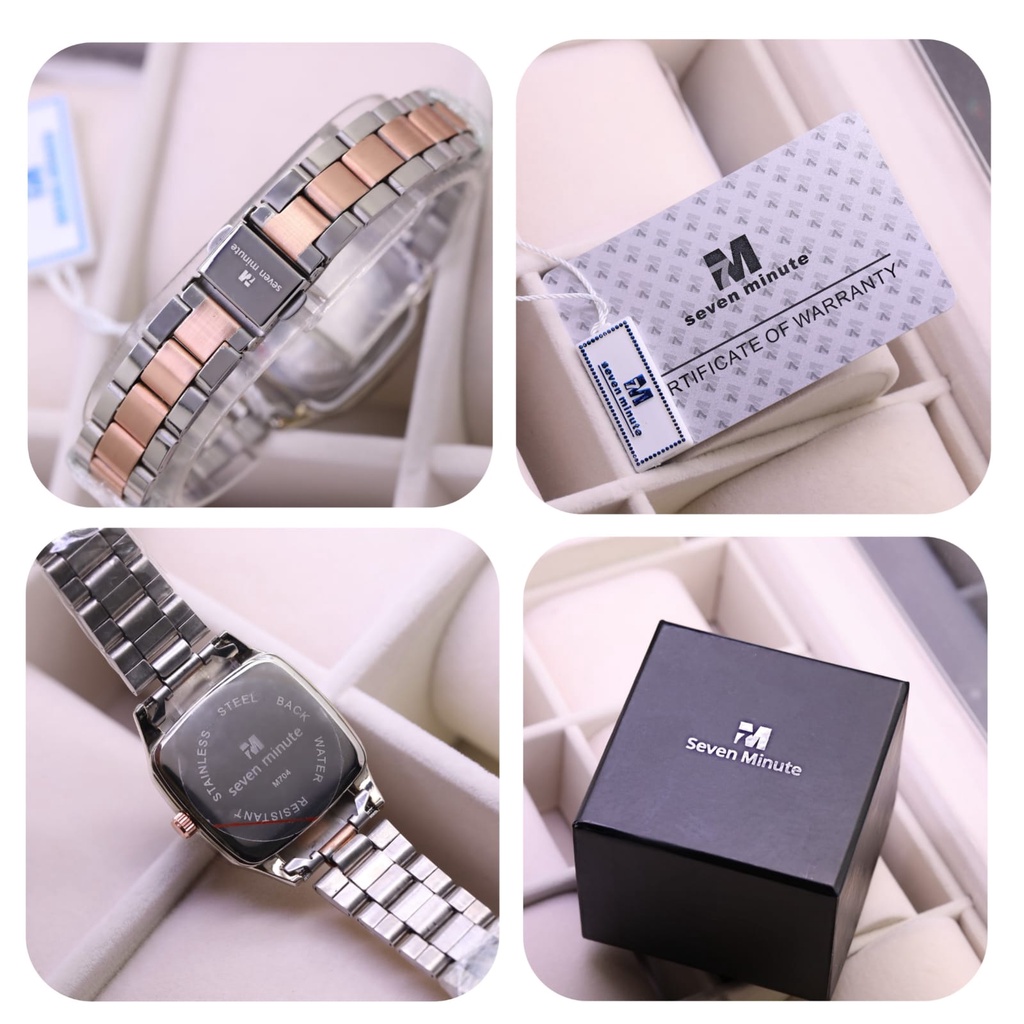 BEST SELLER JAM TANGAN WANITA SEVEN MINUTE FM95 TALI RANTAI TANGGAL AKTIF DM 3.0CM FREE BOX || JAM TANGAN WANITA FASHION WANITA SEVEN MINUTE