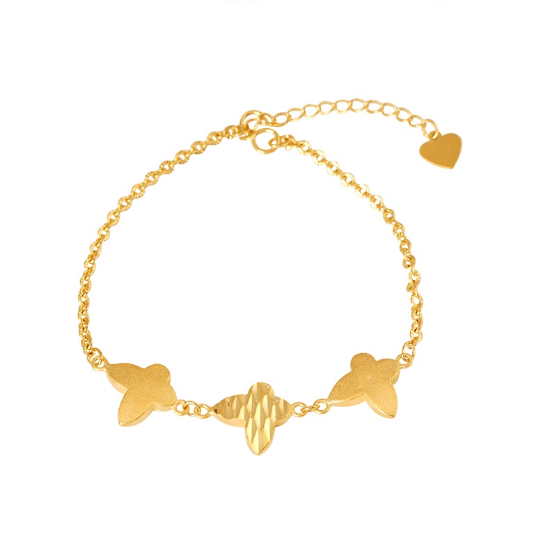 Gelang Desain Tiga Kupu-Kupu Lapis Emas Asli Kadar 375 Untuk Wanita