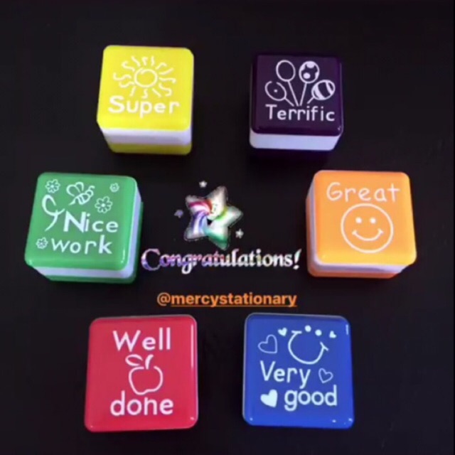 

6 Pc - Cube Reward Stamp Well Done, Great, Very Good, Well Done, Terrific Stempel Ucapan Reward