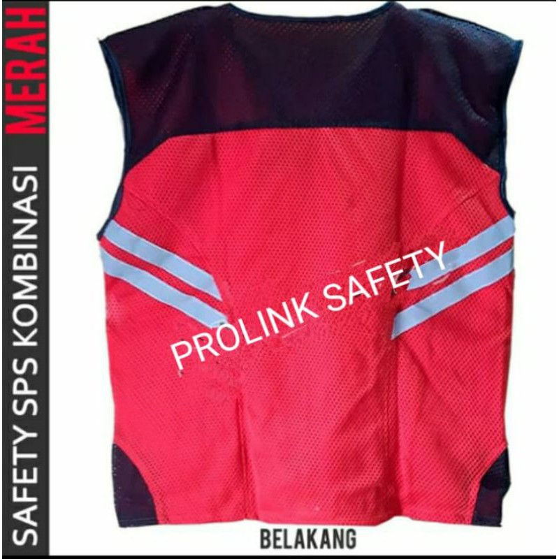 ROMPI SAFETY ALLSIZE BAHAN JALA TEBAL DOBLE MERAH HITAM FREE LOGO K3