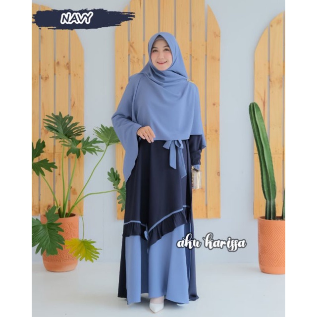 READY YUNISA SET SYAR'I AKU KARISSA ORI//GAMIS BEST SELLER WARNA BARU-Navy denim