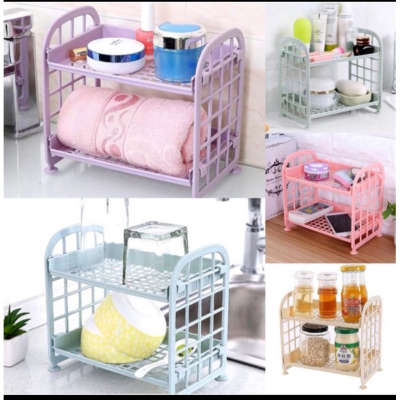 Rak mini plastik seba guna,rak susun 2 plastik,rak bumbu dapur susun 2