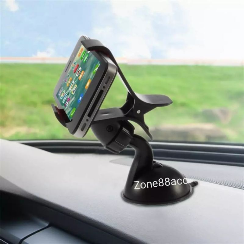 Phone Holder Mobil Car jepit Dasboard kaca kepiting stand Standing smartphone Handphone Hp 360 gps maps