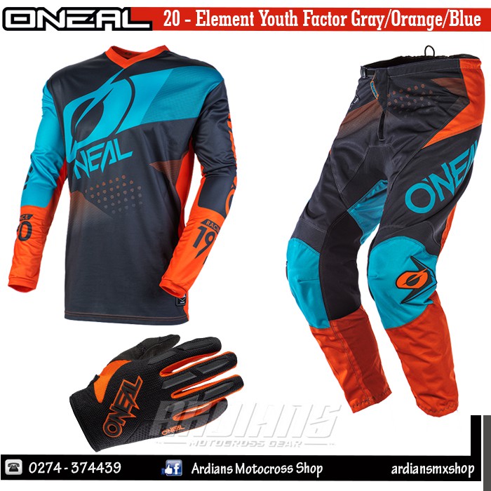 ONEAL - ELEMENT FACTOR YOUTH - JERSEY SET CROSS ANAK - TRAIL ENDURO CROSS TRABAS BALAP