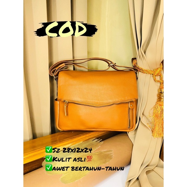 TAS SELEMPANG WANITA KULIT ASLI atau TAS KULIT ASLI TIDAK MUDAH TERBAKAR NEW MODEL 2021 BESTSELLER