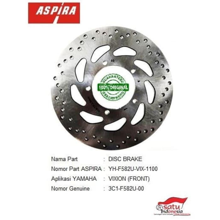 Piringan Rem Disk Cakram Belakang F582W - Vixion New Asli Aspira YH-F582W-VIX-1100