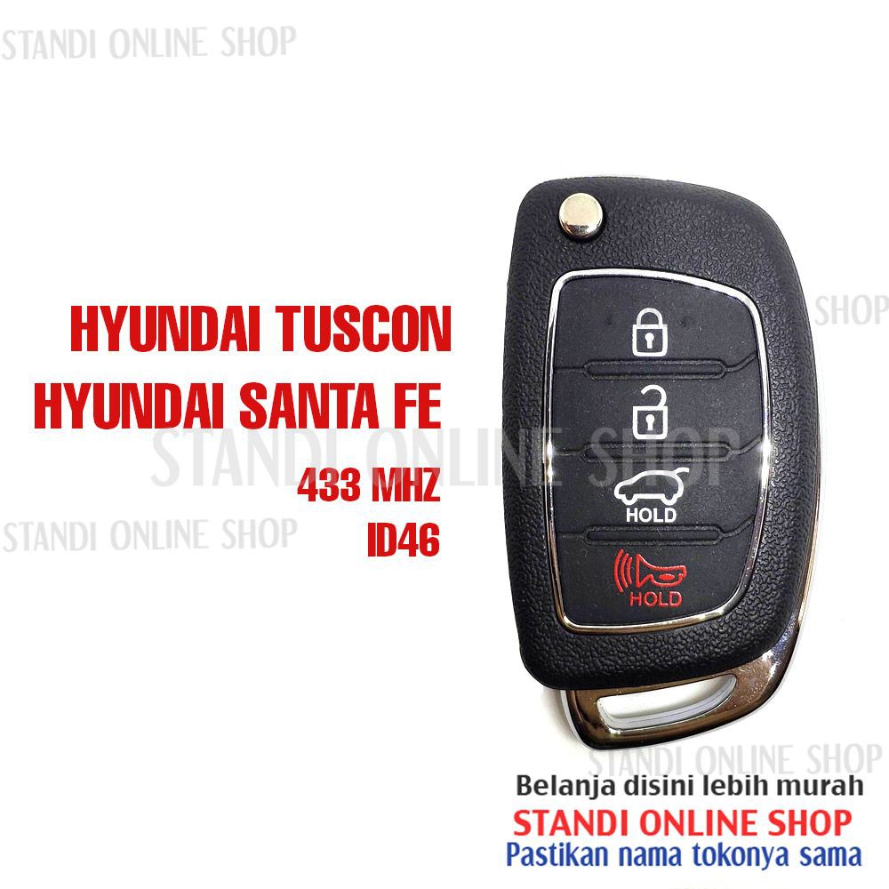 Remote Set Kunci Lipat Flip Key Hyundai Tuscon Santa Fee 433mhz ID46