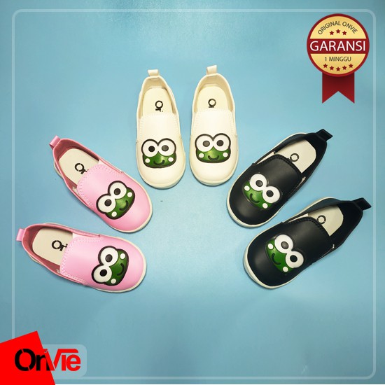 Sepatu Slip On Anak Motif Keroppi Karet 3D | Sepatu Kids Onvie