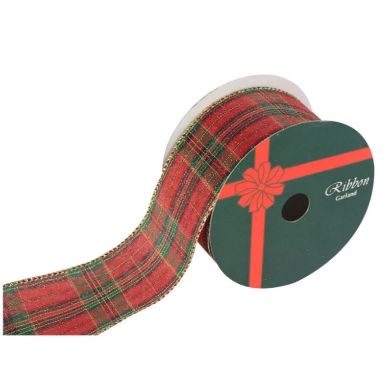 

Noelle 12x6.4 cm pita hias motif plaid - Merah Cristmas