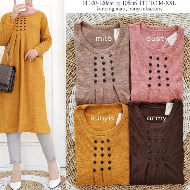 ◙ Soula Tunik / Tata Tunik - Tunik Knit Kaos Rajut LD100 melar / 255-6036 ➧