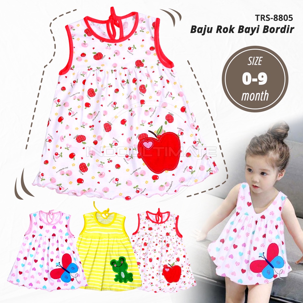 Dress Bayi Perempuan Lengan Kutung TRS-8805 Dress Rok Bayi COTTON Terusan Bayi Pakaian Bayi Perempuan Dress Bayi Pesta Motif Lucu Baju Bayi Cewek Baju harian Bayi