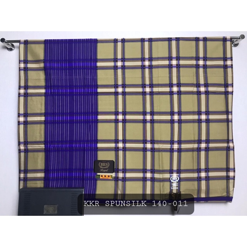 SARUNG BHS ROYAL SPUNSILK FULL SUTERA 140 (JAHIT TENGAH) GOLD KKR (Kombinasi Krem)