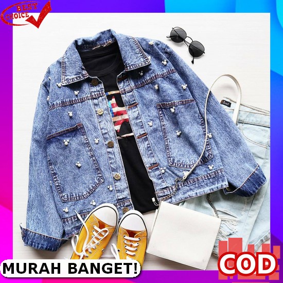 Jaket Oversize Denim Kekinian Jumbo Korea Cewek Wanita Jins Qr119 Fy35 Myrubylicious Elsira Denim Ja