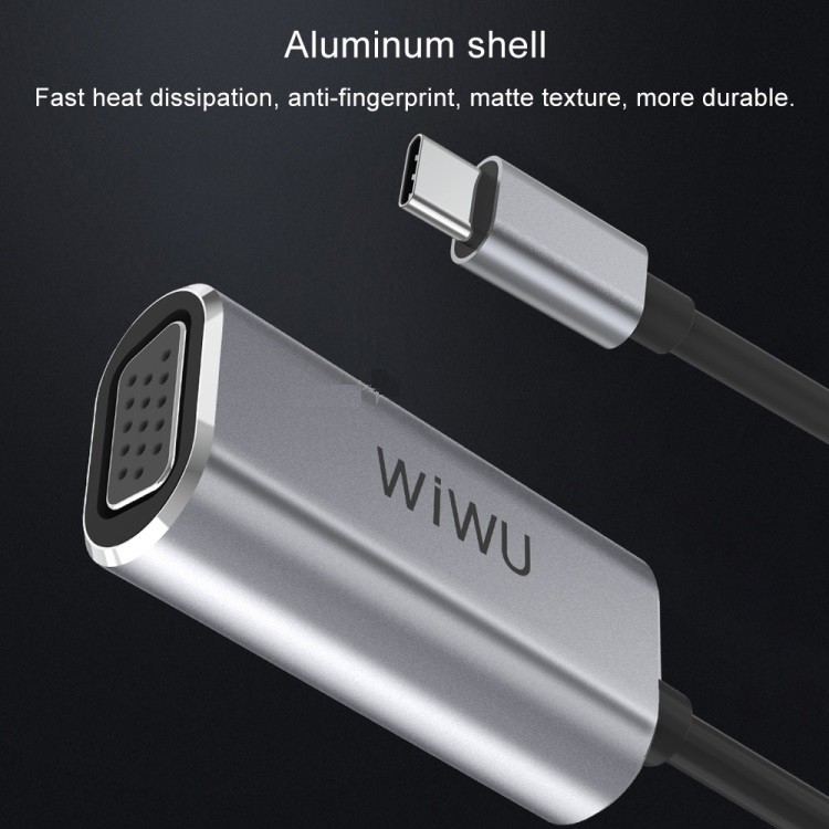 WIWU ALPHA VGA - Hub Adapter USB-C to 2K VGA Connector Cable - Konektor USB-C ke VGA