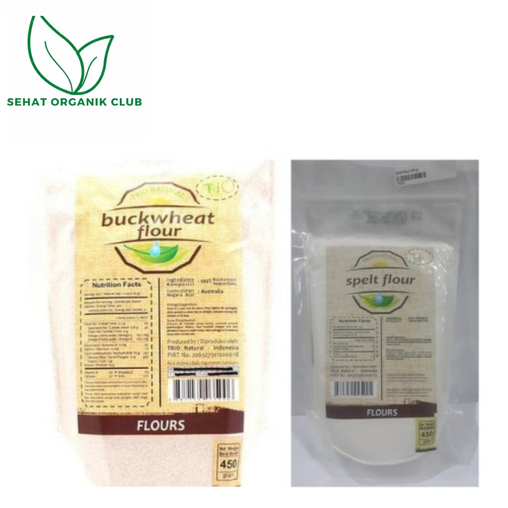 Jual Trio Natural Tepung Spelt ; Buckwheat Flour 450 gr whole wheat Gluten Free Shopee Indonesia