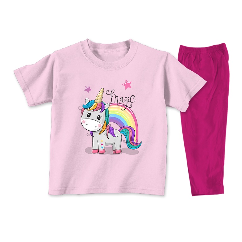 Baju Tidur Anak Perempuan Piyama Anak Perempuan Unicorn Princess Dance Usia 2 Sampai 8 Tahun Katun Combed 30s