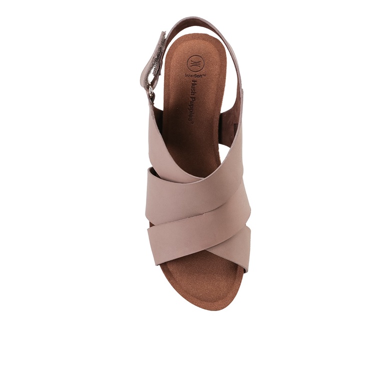 SANDAL WEDGES KULIT HUSH PUPPIES WANITA ORIGINAL SLINGBACK COKLAT HW34