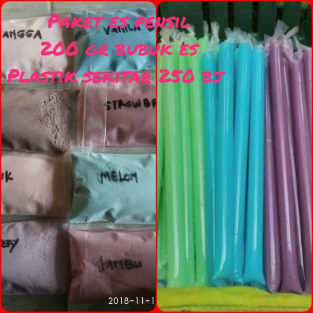 

Paket es pensil lengkap bubuk es+ Plastik es